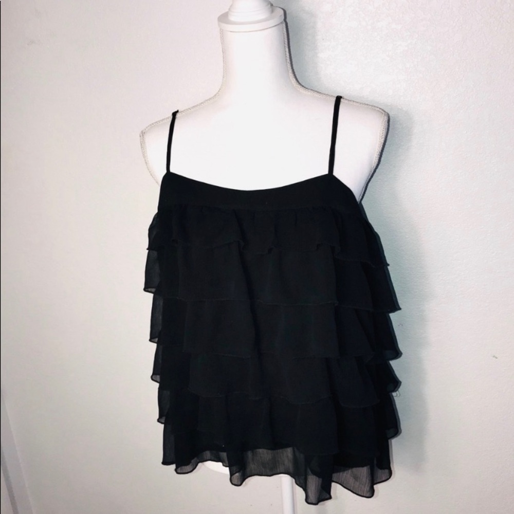 OLD NAVY Black Ruffled Spaghetti Strap Blouse